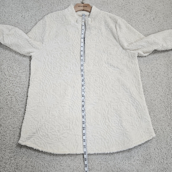 Large Soft Surroundings Ivory White Soft Pullover Sweater Half Zip Textured - Picture 6 of 9